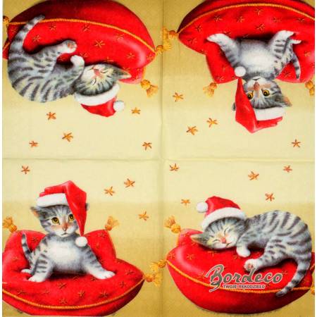 Serwetka decoupage firmy IHR kotek śpioch 25x25cm